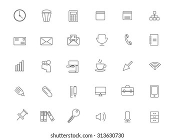 30 thin line office icons