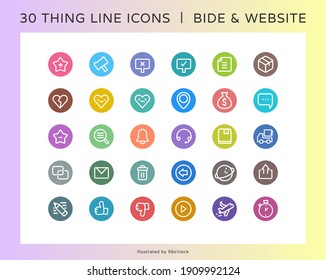 30 THING LINE ICONS, BIDE y WEBSITE