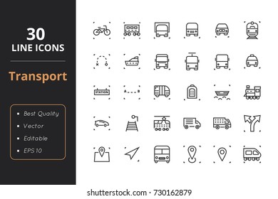 30 Transport Line Icons