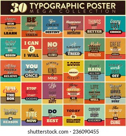 30 Typographic Poster Set - Vintage Style Mega Collection