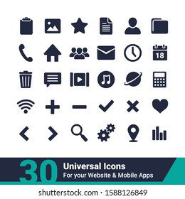 30 universal icons for your website and mobile apps