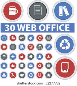 30 web office buttons. vector