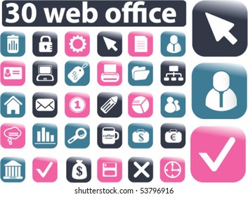 30 web office glossy buttons. vector