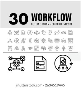 30 workflow Line Icon symbol