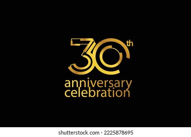 30 year anniversary celebration abstract style logotype. anniversary with gold color isolated on black background, vector design for celebration vector