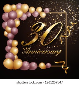 30 year anniversary celebration background banner design with luxury decoration. Vector illustration