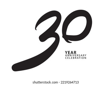 30 year anniversary celebration black color logotype vector, 30 number design, 30th Birthday invitation, logo number design vector illustration
