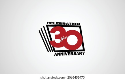 30 Year Anniversary Celebration, Book Design Style Black And Red Color For Event, Birthday, Giftcard, Poster-vector