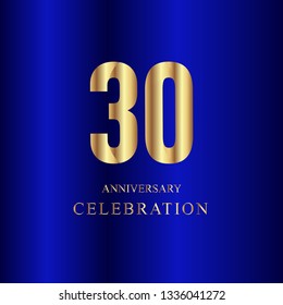 30 Year Anniversary Celebration Gold Blue Vector Template Design Illustration