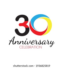 30 YEAR ANNIVERSARY CELEBRATION VECTOR DESIGN TEMPLATE ILLUSTRATION