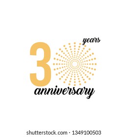 30 Year Anniversary Firework Vector Template Design Illustration
