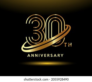 30 year anniversary logo design with gold line style letters