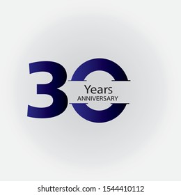 30 Year Anniversary Logo Vector Template Design Illustration blue, white