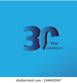 30 Year Anniversary Logo Vector Template Design Illustration blue, white