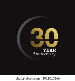 30 Year Anniversary Logo Vector Template Design Illustration gold and black