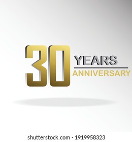 30 Year Anniversary Logo Vector Template Design Illustration gold and white