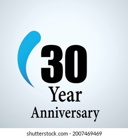 Modelo vectorial de logotipo de 30 años Ilustración Color blanco