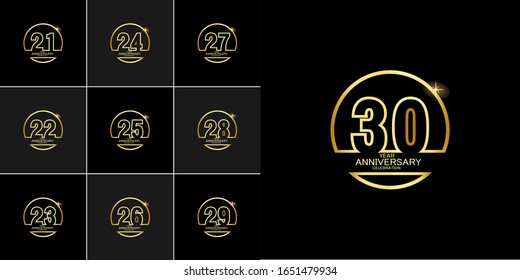 30 Year Anniversary Set 21 22 23 24 25 26 27 28 29 Vector Template Design Illustration