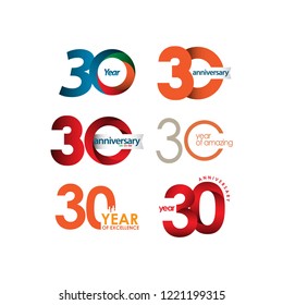 30 Year Anniversary Set Vector Template Design Illustration