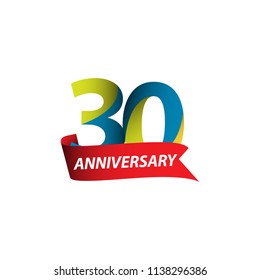 30 Year Anniversary Vector Template Design Illustration