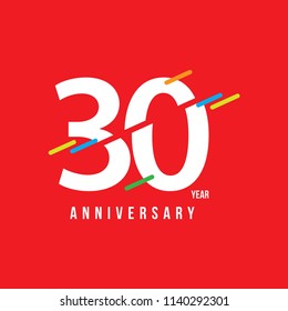 30 Year Anniversary Vector Template Design Illustration