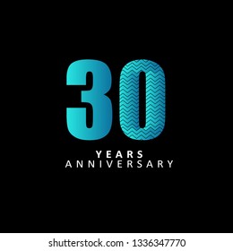 30 Year Anniversary Vector Template Design Illustration, Flat Design, with gradients.