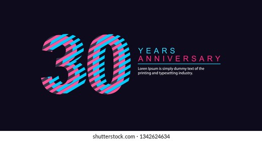 30 Year Anniversary Vector Template Design Illustration, with flat design.