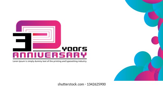 30 Year Anniversary Vector Template Design Illustration, with flat design.