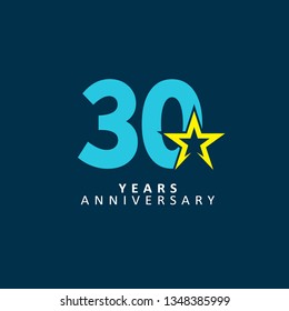 30 Year Anniversary Vector Template Design Illustration, with flat design.