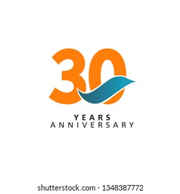 30 Year Anniversary Vector Template Design Illustration, with flat design.