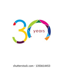 30 Year Anniversary Vector Template Design Illustration