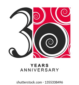 30 Year Anniversary Vector Template Design Illustration, with flat design.
