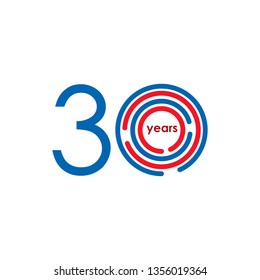 30 Year Anniversary Vector Template Design Illustration