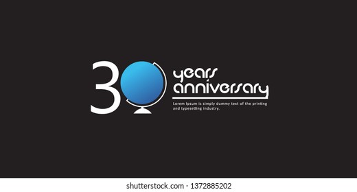 30 Year Anniversary Vector Template Design Illustration, with flat design.