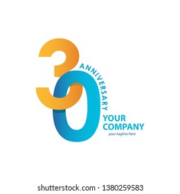30 Year Anniversary Vector Template Design Illustration