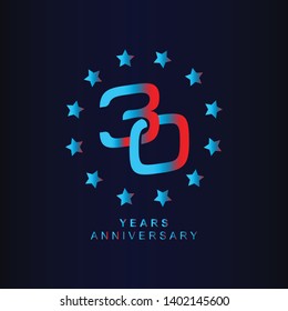 30 Year Anniversary Vector Template Design Illustration