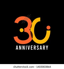 30 year anniversary vector template. Design for your celebration. Design for advertising, poster, banner or print.