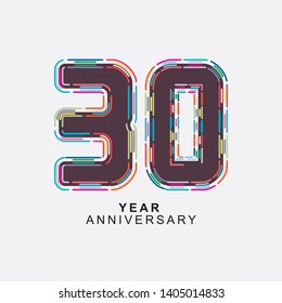 30 Year Anniversary Vector Template Design Illustration