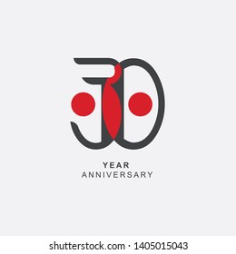 30 Year Anniversary Vector Template Design Illustration