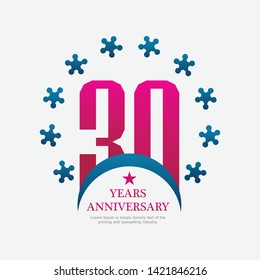 30 Year Anniversary Vector Template Design Illustration.