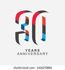 30 Year Anniversary Vector Template Design Illustration.