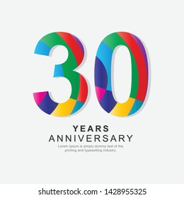 30 Year Anniversary Vector Template Design Illustration.
