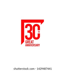 30 year anniversary vector template. Design for your celebration. Design for advertising, poster, banner or print.