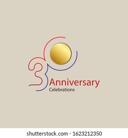 30 Year Anniversary Vector Template Design Illustration