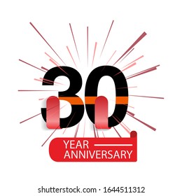 30 Year Anniversary Vector Template Design Illustration