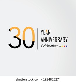 30 Year Anniversary Vector Template Design Illustration Black Orange Elegant White Background