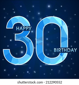 30 year birthday celebration label, 30th anniversary decorative polygon emblem - vector illustration
