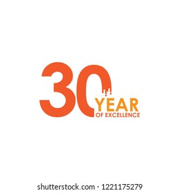 30 Year of Excellence Vector Template Design Illustration