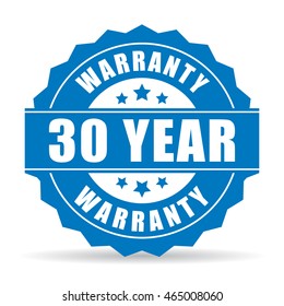 30 Year Warranty Icon Vector Illustration Isolated On White Background