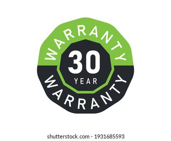 30 year warranty logo isolated on white background. 30 years warranty image